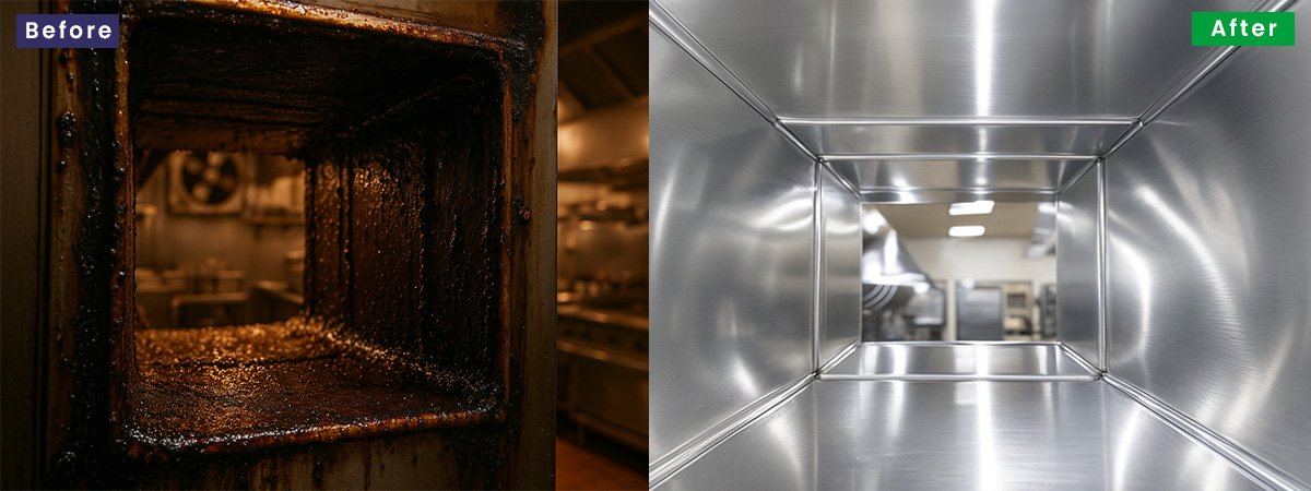 Kitchen Duct Cleaning Service Before and After Result By Quality Care