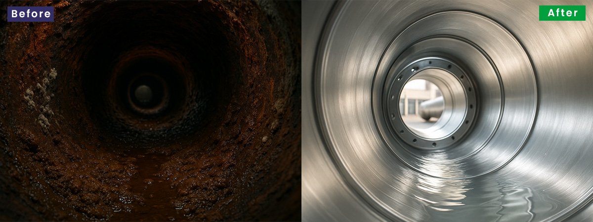 Pipeline Disinection Service Before and After Result By Quality Care